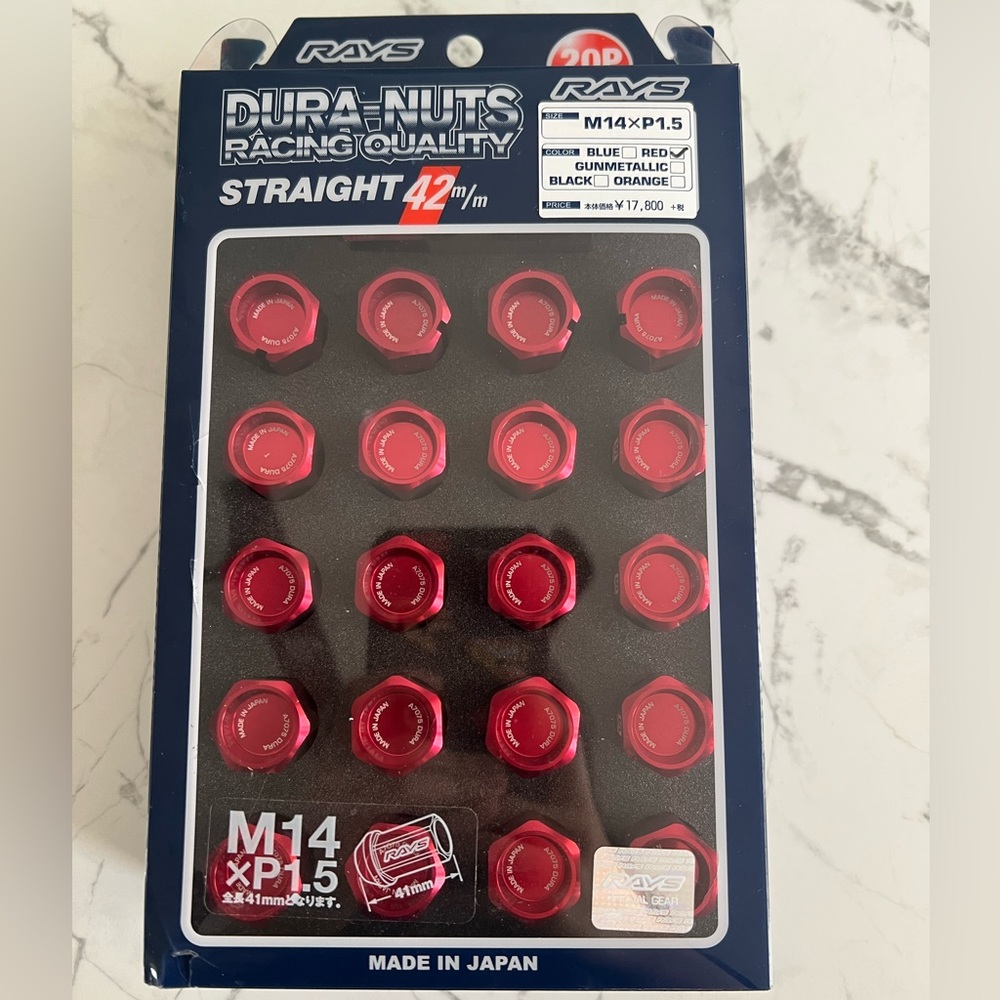 Brand New Rays Dura-Nuts Size M14*P1.5 L42 Red